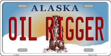 Picture of Smart Blonde LP-9608 Oil Rigger Alaska State Background Novelty Metal License Plate - 6 x 12 in.