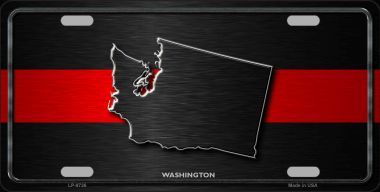 Picture of Smart Blonde LP-9736 Washington Thin Red Line Novelty Metal License Plate - 6 x 12 in.