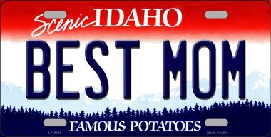 Picture of Smart Blonde LP-9888 Best Mom Idaho Background Novelty Metal License Plate - 6 x 12 in.