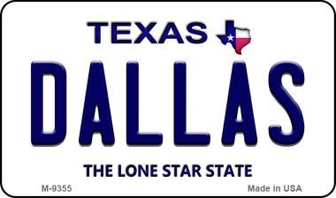 M-9355 Dallas Texas Background Novelty Metal Magnet - 3.5 x 2 in.