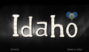 M-9450 Idaho Flag Script Novelty Metal Magnet - 3.5 x 2 in.