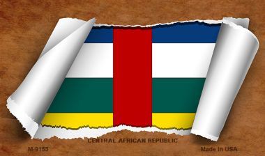 M-9153 Central African Rep Flag Scroll Novelty Metal Magnet - 3.5 x 2 in.
