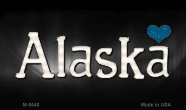 Alaska Flag Script Novelty Metal Magnet M-9440