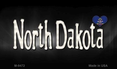 M-9472 North Dakota Flag Script Novelty Metal Magnet - 3.5 x 2 in -  Smart Blonde