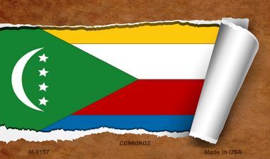 SMART BLONDE Comoros Flag Scroll Novelty Metal Magnet M-9157