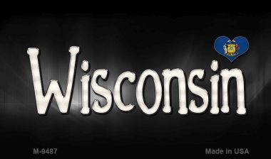 M-9487 Wisconsin Flag Script Novelty Metal Magnet - 3.5 x 2 in.