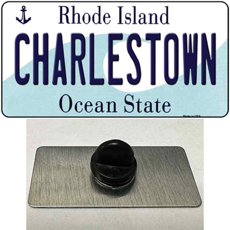 PIN-LP-11194 1.5 x 0.75 in. Charlestown Rhode Island State Novelty Rectangle Metal Hat Pin