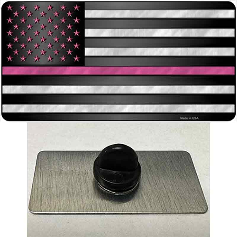 PIN-LP-11313 1.5 x 0.75 in. Thin Pink Line with Pink Stars Novelty Rectangle Metal Hat Pin