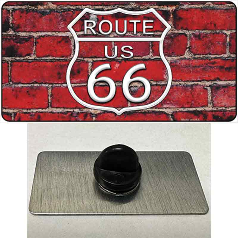 PIN-LP-11458 1.5 x 0.75 in. Route 66 Red Brick Wall Novelty Rectangle Metal Hat Pin