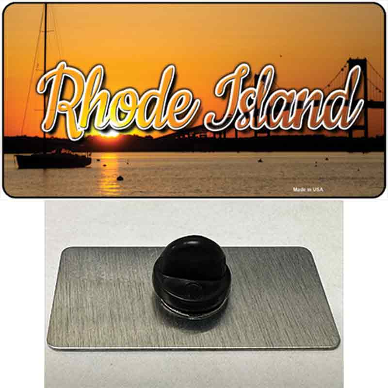 PIN-LP-11628 1.5 x 0.75 in. Rhode Island River Sunset State Novelty Rectangle Metal Hat Pin