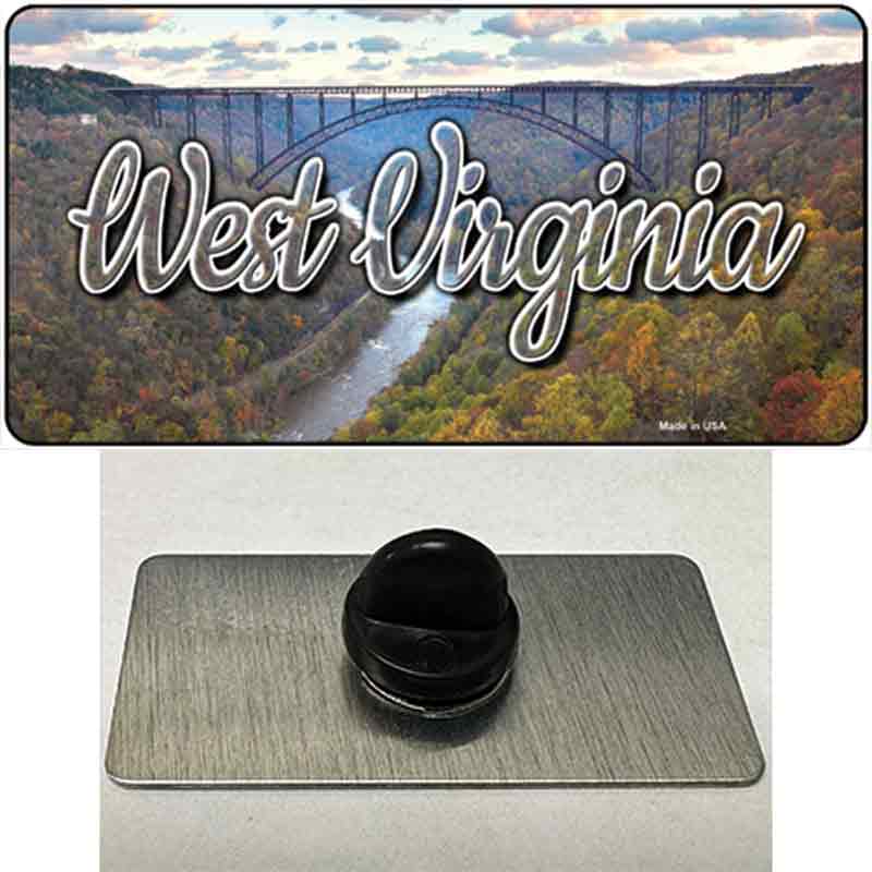 PIN-LP-11639 1.5 x 0.75 in. West Virginia River Bridge State Novelty Rectangle Metal Hat Pin