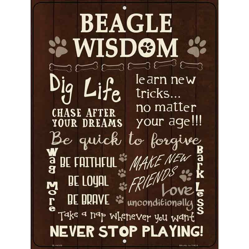 P-1648 9 x 12 in. Beagle Wisdom Rectangle Metal Novelty Parking Sign