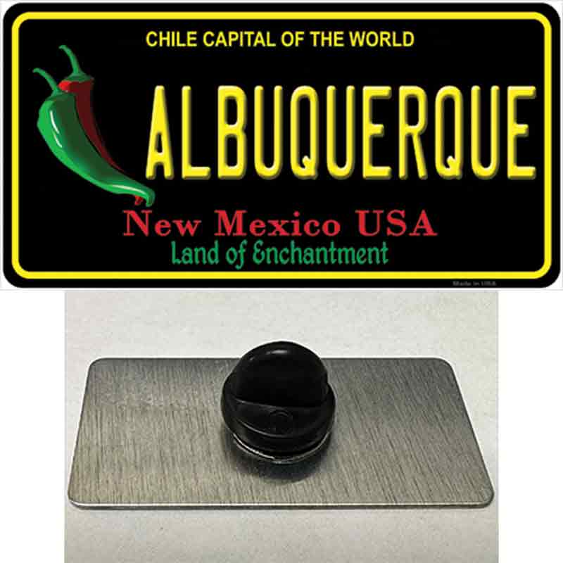 PIN-LP-11754 1.5 x 0.75 in. Albuquerque Mexico Black State Novelty Rectangle Metal Hat Pin
