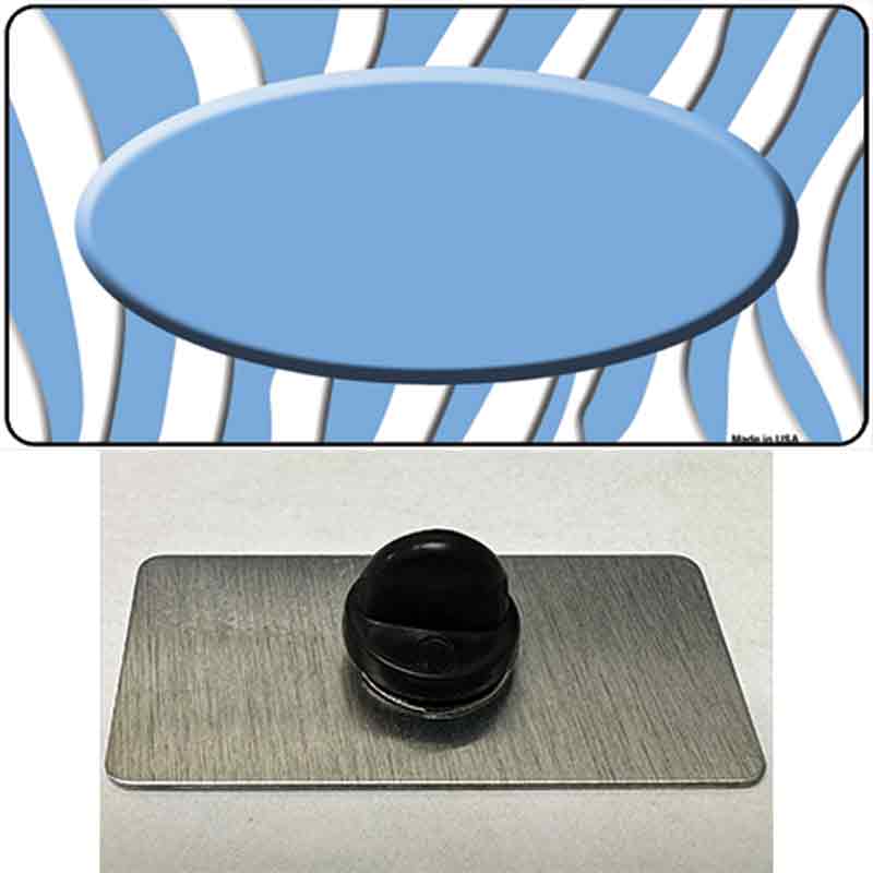 PIN-LP-2920 1.5 x 0.75 in. Light Blue & White Zebra Center Oval Novelty Rectangle Metal Hat Pin
