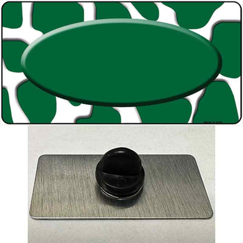 PIN-LP-2952 1.5 x 0.75 in. Green & White Giraffe Center Oval Novelty Rectangle Metal Hat Pin