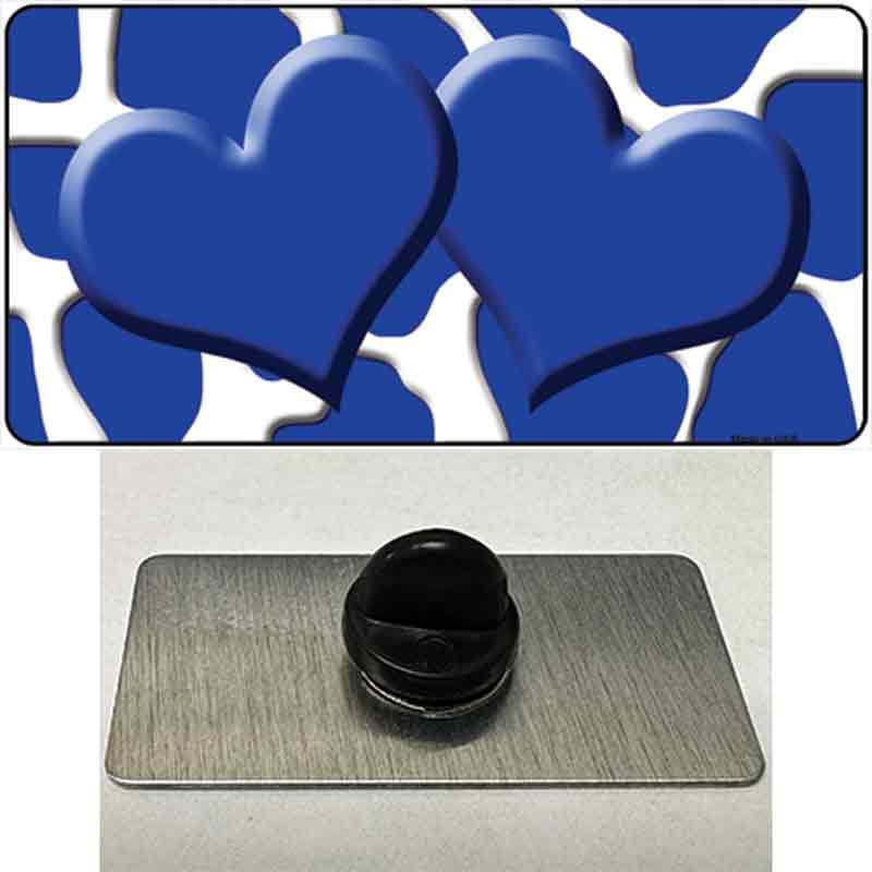 PIN-LP-2968 1.5 x 0.75 in. Blue & White Giraffe Centered Hearts Novelty Rectangle Metal Hat Pin