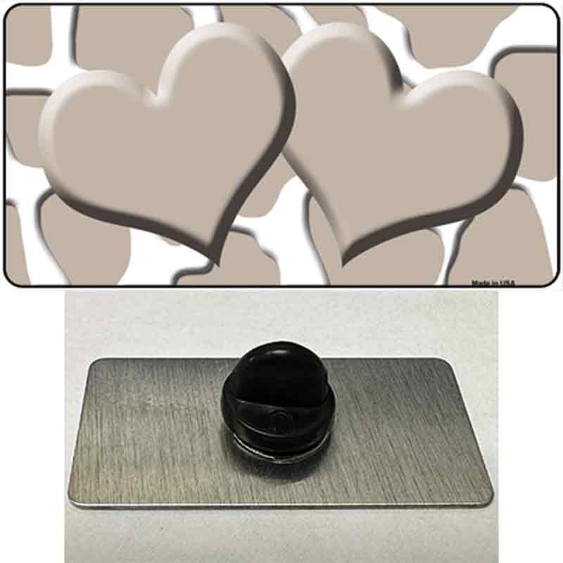 PIN-LP-2972 1.5 x 0.75 in. Tan & White Giraffe Centered Hearts Novelty Rectangle Metal Hat Pin