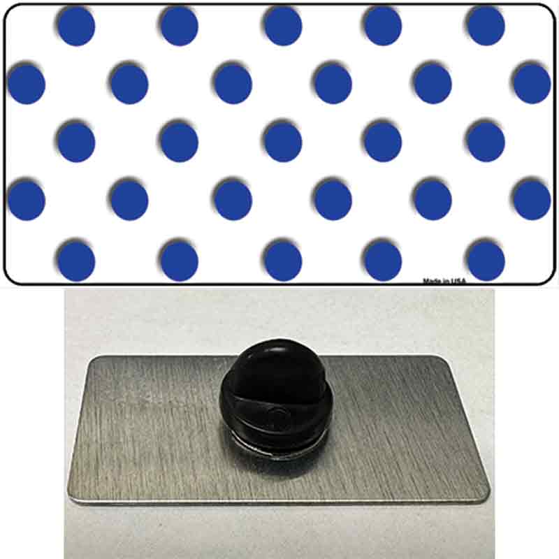 PIN-LP-2977 1.5 x 0.75 in. Blue & White Polka Dot Novelty Rectangle Metal Hat Pin