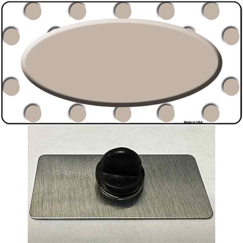PIN-LP-2996 1.5 x 0.75 in. Tan & White Polka Dot Tan Center Oval Novelty Rectangle Metal Hat Pin