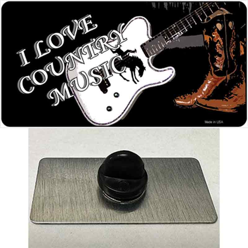 PIN-LP-340 1.5 x 0.75 in. I Love Country Music Novelty Rectangle Metal Hat Pin