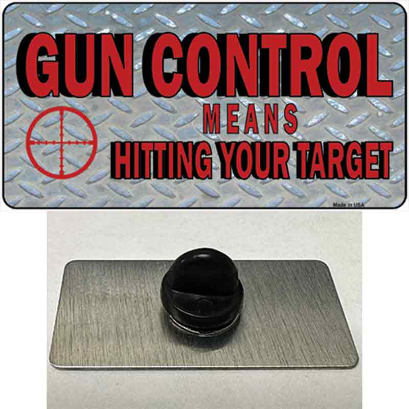 PIN-LP-341 1.5 x 0.75 in. Gun Control Novelty Rectangle Metal Hat Pin