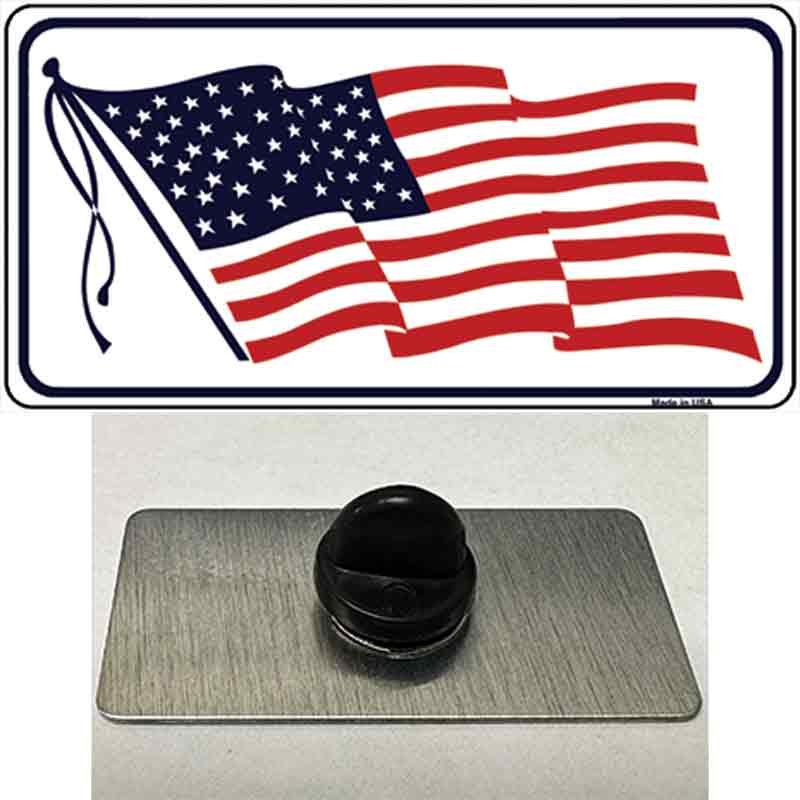 PIN-LP-143 1.5 x 0.75 in. American Flag Waving White Novelty Rectangle Metal Hat Pin