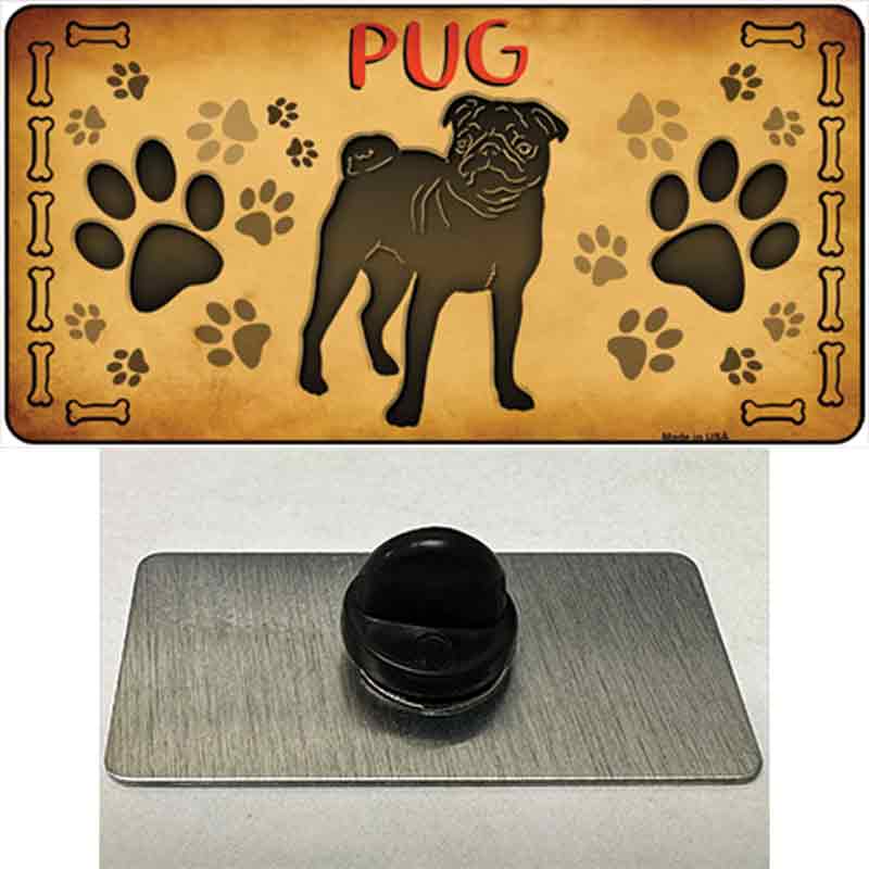 PIN-LP-10456 1.5 x 0.75 in. Pug Novelty Rectangle Metal Hat Pin
