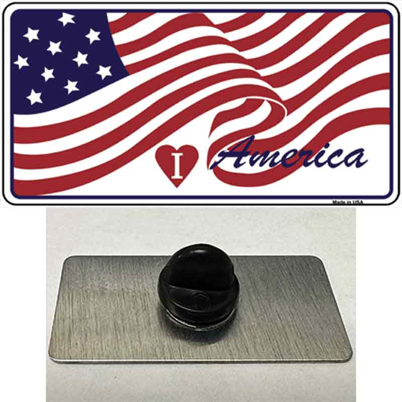 PIN-LP-146 1.5 x 0.75 in. I Love America Flag Novelty Rectangle Metal Hat Pin