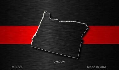 M-9726 Oregon Thin Red Line Novelty Metal Magnet - 3.5 x 2 in.