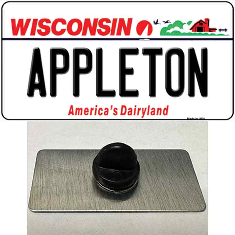 PIN-LP-10614 1.5 x 0.75 in. Appleton Wisconsin Novelty Rectangle Metal Hat Pin
