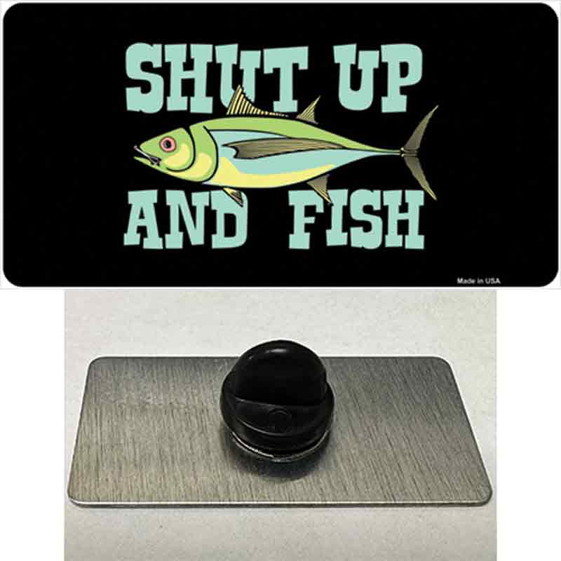 PIN-LP-3879 1.5 x 0.75 in. Shut Up & Fish Novelty Rectangle Metal Hat Pin
