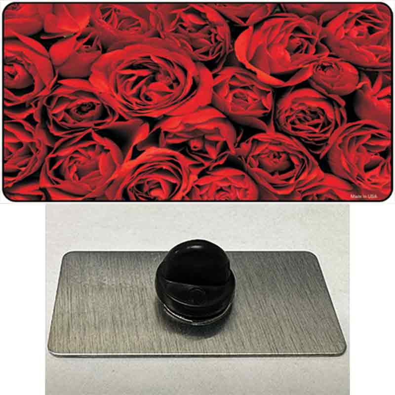 PIN-LP-2189 1.5 x 0.75 in. Red Roses Novelty Rectangle Metal Hat Pin