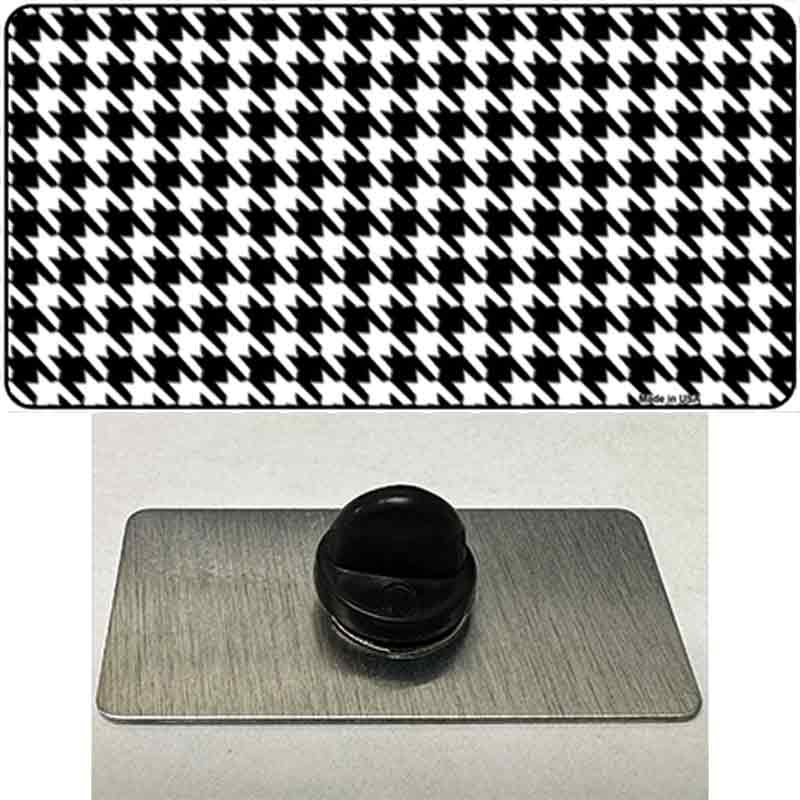 PIN-LP-2214 1.5 x 0.75 in. White & Black Houndstooth Novelty Rectangle Metal Hat Pin