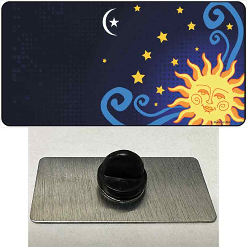 PIN-LP-2304 1.5 x 0.75 in. Celestial Sun Offset Novelty Rectangle Metal Hat Pin