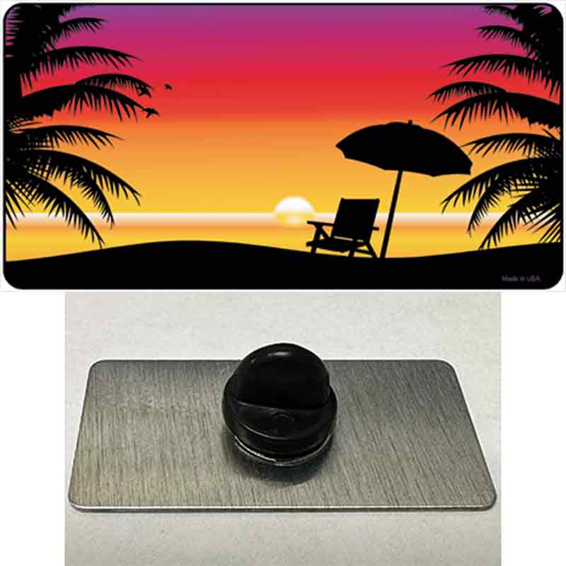 PIN-LP-2340 1.5 x 0.75 in. Sunset Beach Novelty Rectangle Metal Hat Pin