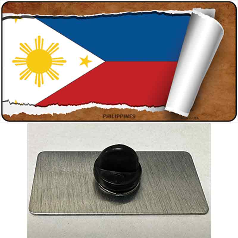 PIN-LP-9089 1.5 x 0.75 in. Philippines Flag Scroll Novelty Rectangle Metal Hat Pin