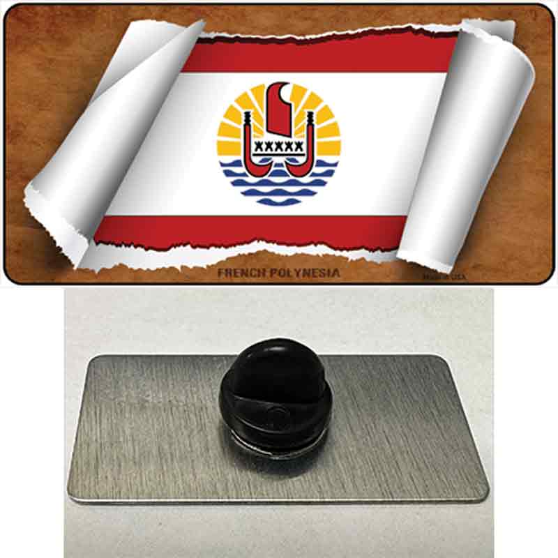 PIN-LP-9180 1.5 x 0.75 in. French Polynesia Flag Scroll Novelty Rectangle Metal Hat Pin