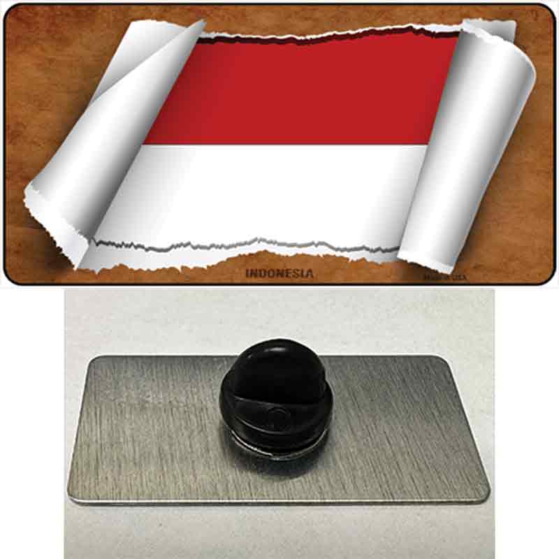 PIN-LP-9196 1.5 x 0.75 in. Indonesia Flag Scroll Novelty Rectangle Metal Hat Pin