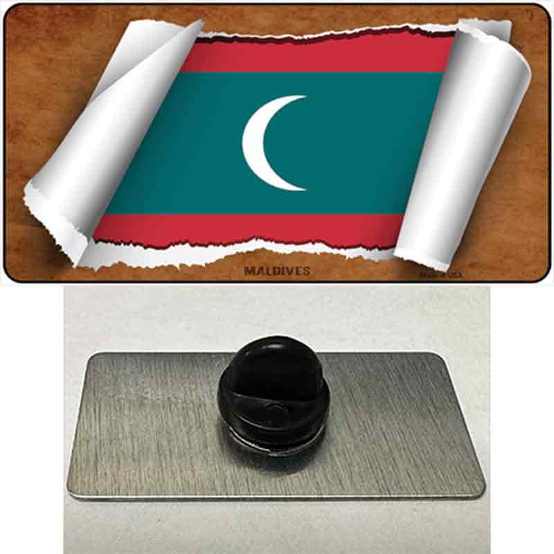 PIN-LP-9231 1.5 x 0.75 in. Maldives Flag Scroll Novelty Rectangle Metal Hat Pin