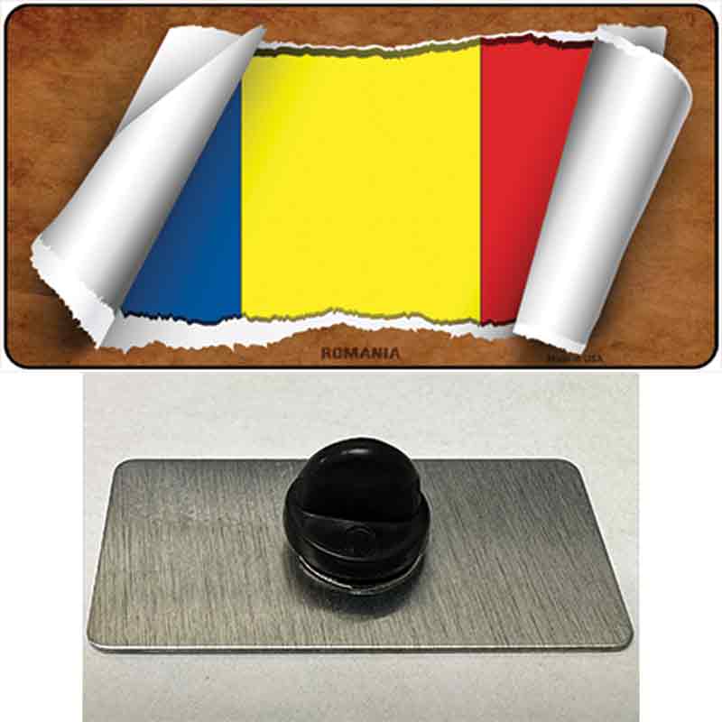 PIN-LP-9269 1.5 x 0.75 in. Romania Flag Scroll Novelty Rectangle Metal Hat Pin