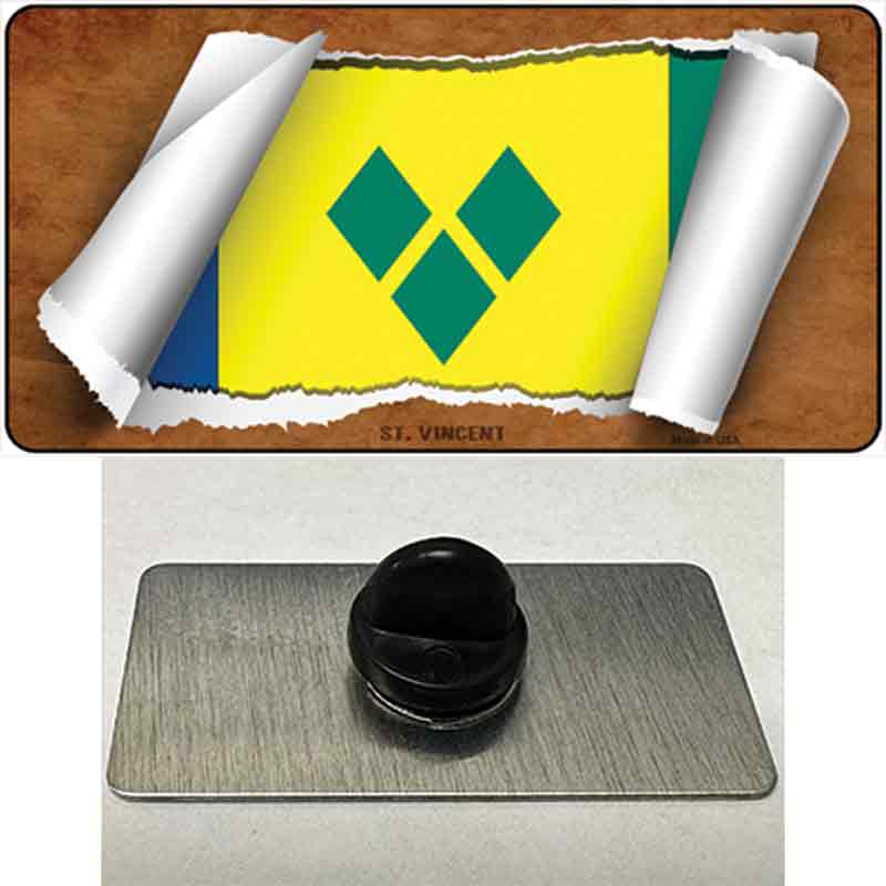 PIN-LP-9292 1.5 x 0.75 in. St Vincent Flag Scroll Novelty Rectangle Metal Hat Pin