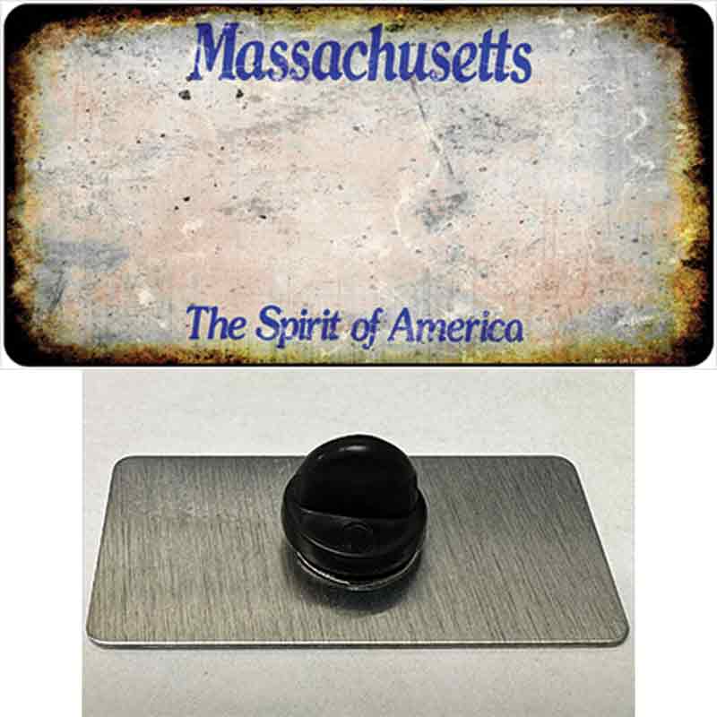 PIN-LP-8138 1.5 x 0.75 in. Massachusetts Rusty Blank Novelty Rectangle Metal Hat Pin