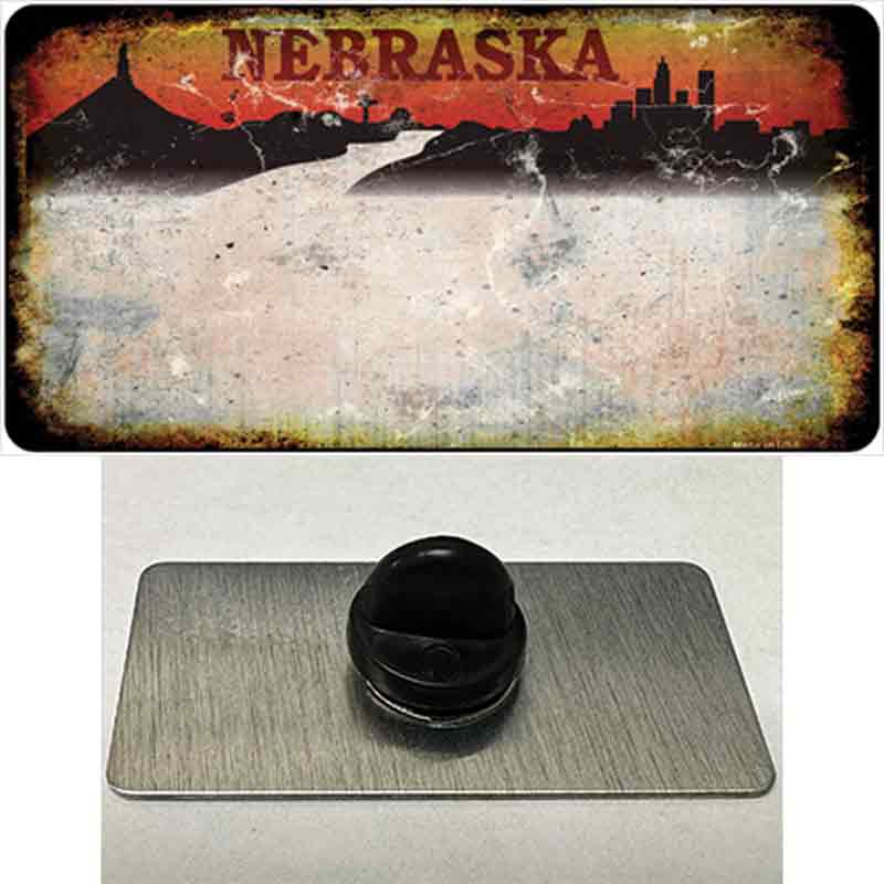 PIN-LP-8202 1.5 x 0.75 in. Nebraska Amber Rusty Blank Novelty Rectangle Metal Hat Pin