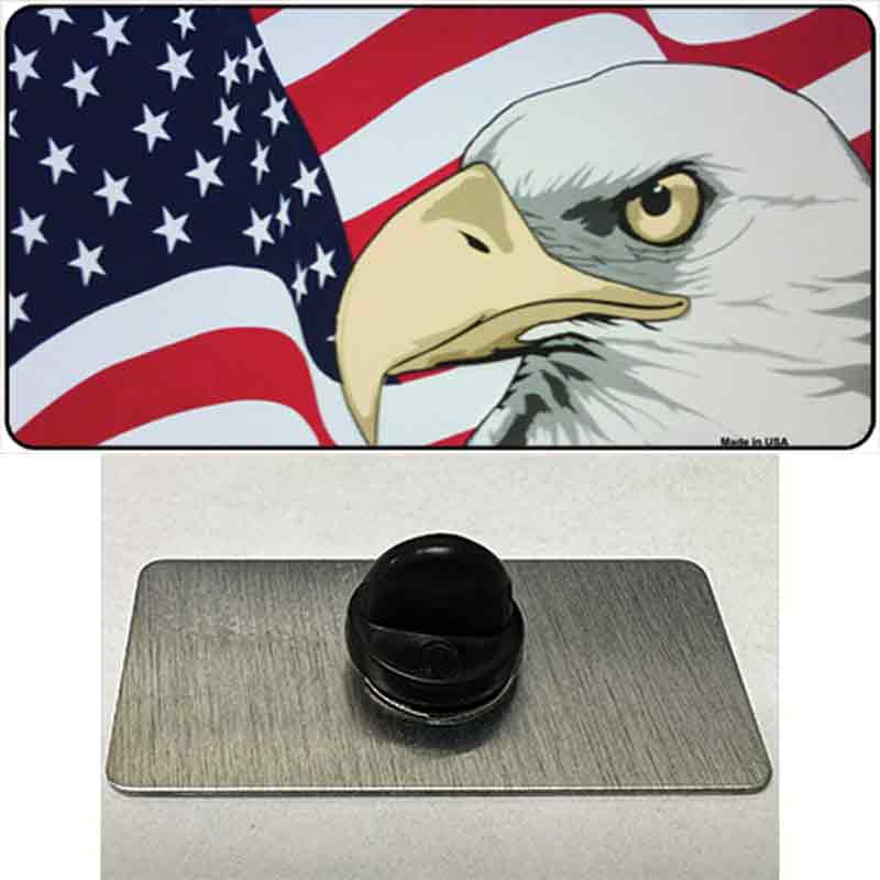PIN-LP-148 1.5 x 0.75 in. American Flag with Eagle Novelty Rectangle Metal Hat Pin
