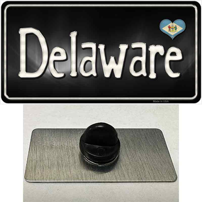 PIN-LP-9446 1.5 x 0.75 in. Delaware Flag Script Novelty Rectangle Metal Hat Pin