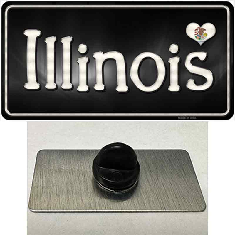 PIN-LP-9451 1.5 x 0.75 in. Illinois Flag Script Novelty Rectangle Metal Hat Pin