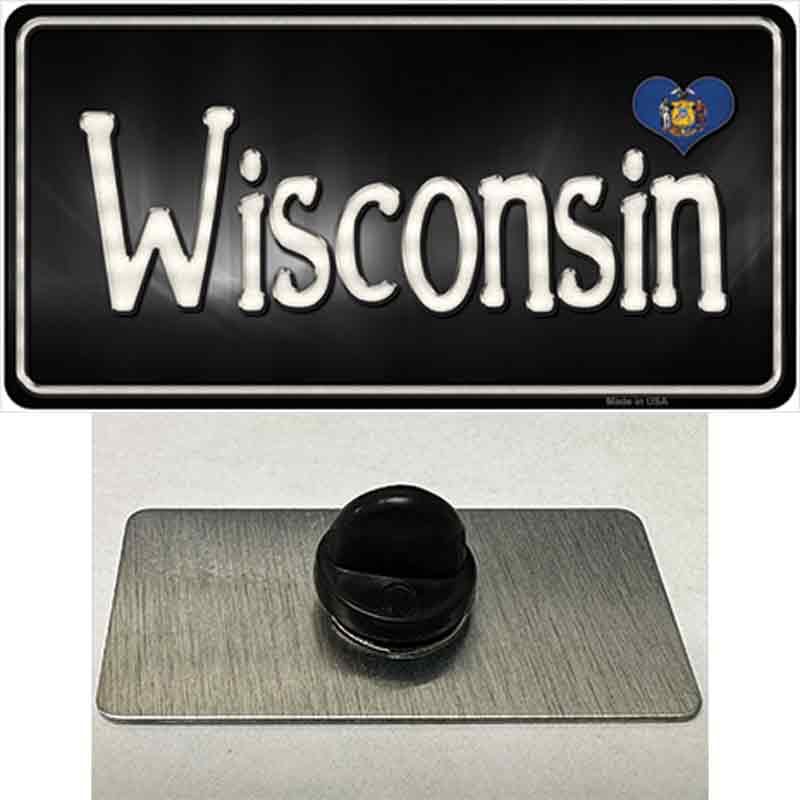 PIN-LP-9487 1.5 x 0.75 in. Wisconsin Flag Script Novelty Rectangle Metal Hat Pin