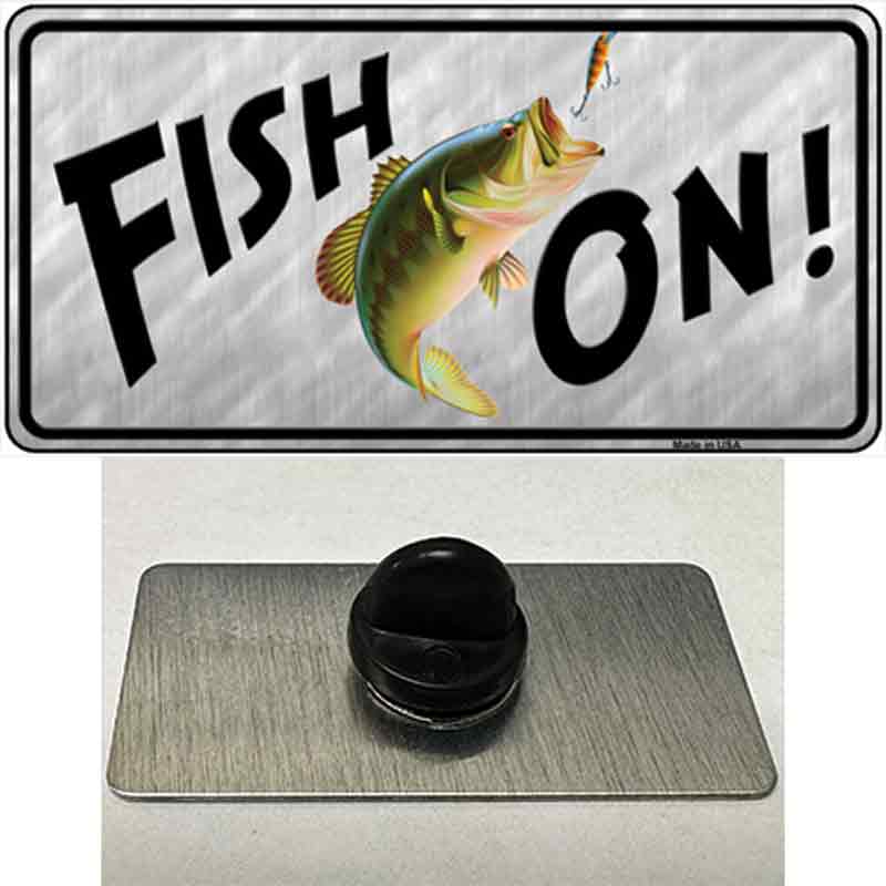 PIN-LP-8336 1.5 x 0.75 in. Fish On Novelty Rectangle Metal Hat Pin