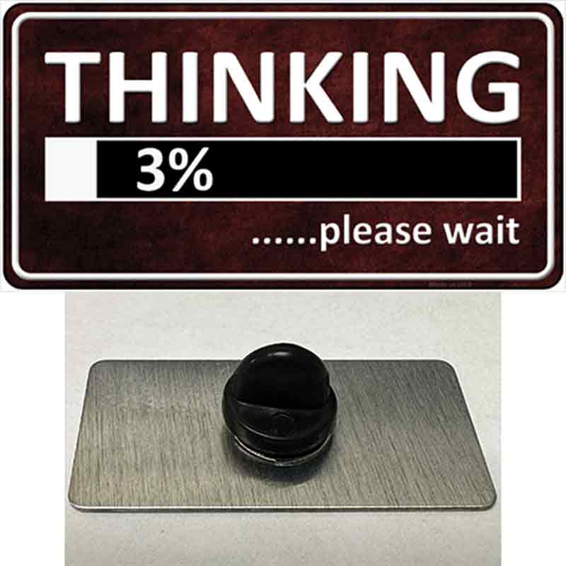 PIN-LP-8380 1.5 x 0.75 in. Thinking Please Wait Novelty Rectangle Metal Hat Pin