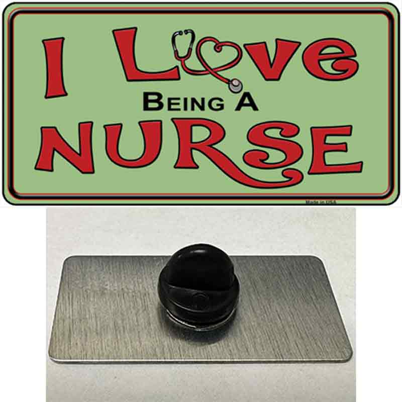 PIN-LP-8406 1.5 x 0.75 in. I Love Being A Nurse Novelty Rectangle Metal Hat Pin